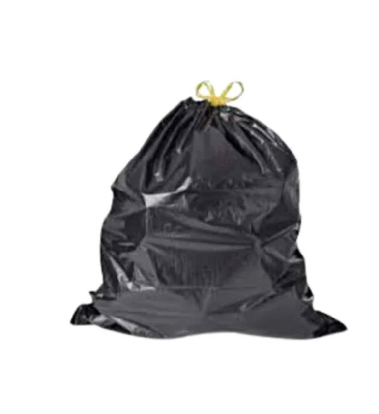 Black Trash Can Liner Drawstring 33 gallon 30x39 1 Mil