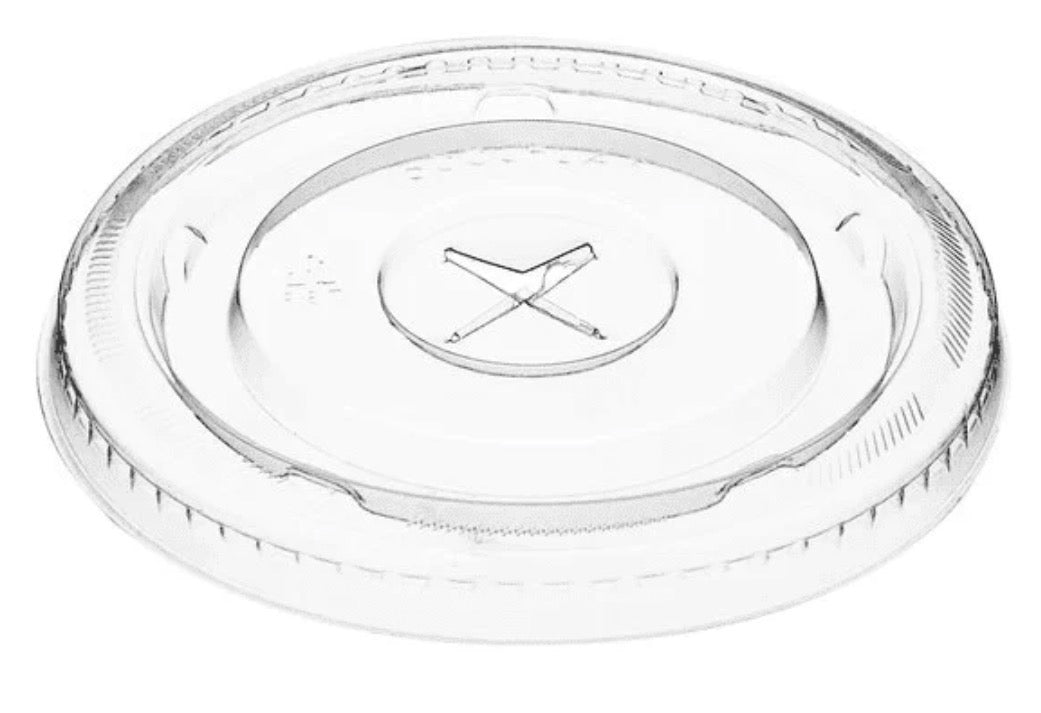 Clear Pet Lid Flat 9/12 oz 92-93mm Straw Slot 1000count