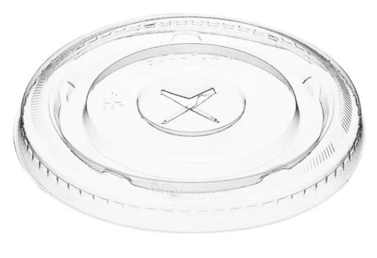 Clear Pet Lid Flat 9/12 oz 92-93mm Straw Slot 1000count